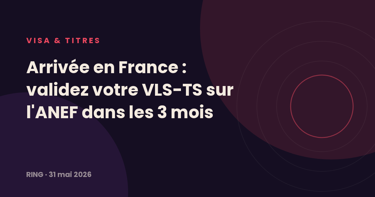 Arrivée en France : validez votre VLS-TS sur l'ANEF dans les 3 mois